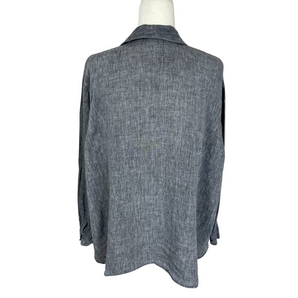 J.Jill Love Linen 100% Linen Button Front Top Gray Size 3X Classic Minimalist - Picture 4 of 10